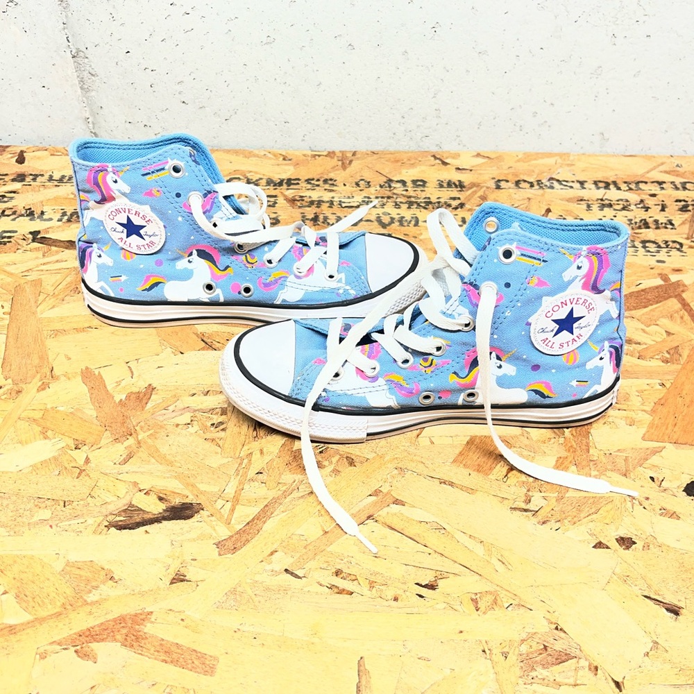 Converse Blue High-Tops with Unicorn Design